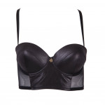 Coquettish balconette cup bustier in black, front