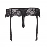 Celina thong panty by Escora with detachable suspenders in black, back