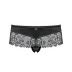 Stunning crotchless panty in black by Escora, front