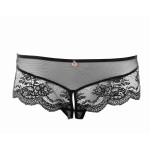 Luxurious crotchless panty in black, front