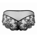 Luxurious crotchless panty in black, back