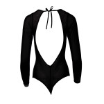 Luxurious crotchless body in black, back