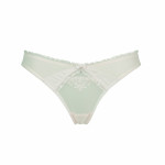 Exquisite thong by Escora in champagne color, front