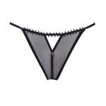 Erotic crotchless thong ouvert in black, front