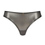 Shiny Escora thong in silver-black by Escora, front