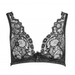Triangle bra of noble lace, front