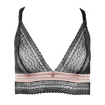 Playful triangle bra in black-rose, front