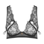 Passionate crotchless triangle bra in black, front