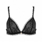 Sweet triangle bra by Mademoiselle Coco Cavaliere in black, front