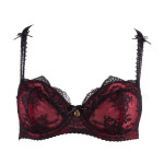 Dreaming balconette bra in black-red, front