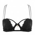 Romantic crotchless bra with cutout by Escora, front
