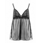 Romantic triangel negligee top in black by Escora, front